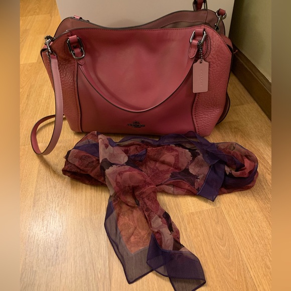 Pink Coach purse with small scarf - Picture 3 of 9